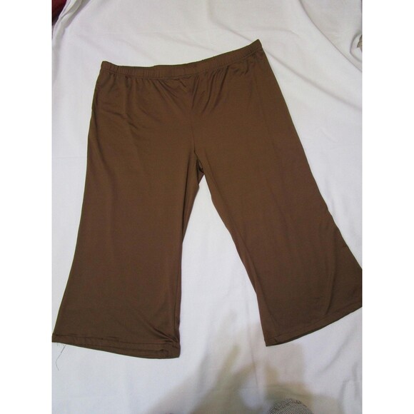Brown Wide Leg Pants Womens 5XL Pull On Elastic Waist Stretch Soft Casual Lounge - Picture 1 of 10